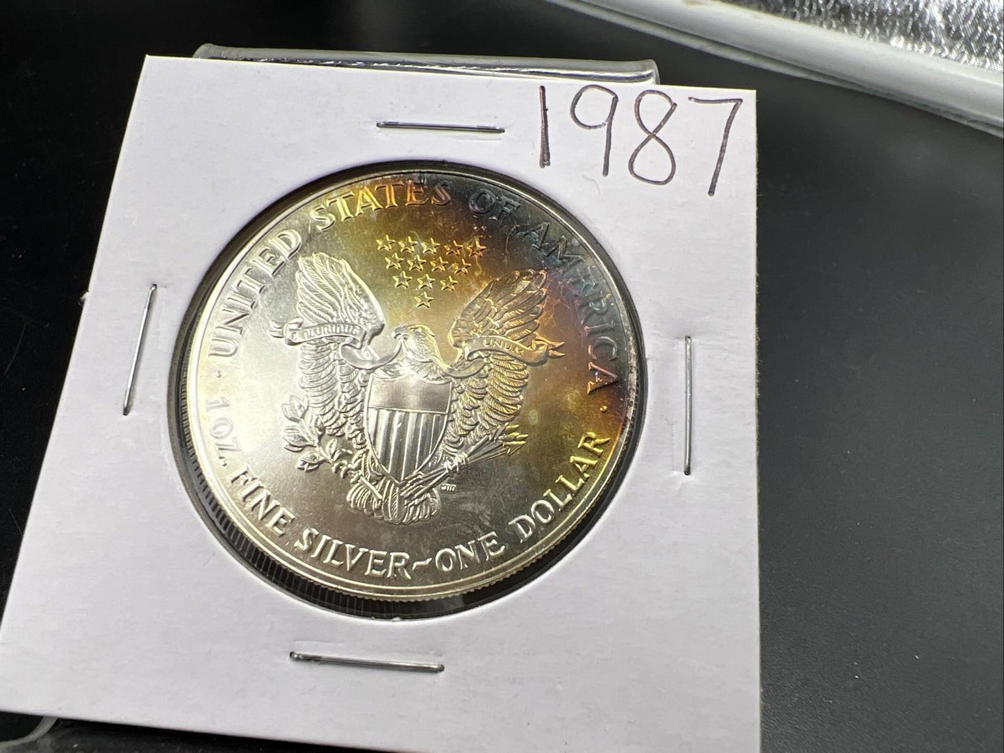 1987 1 OZ American Silver Eagle Gem BU UNC Neat Toning Reverse SK#1A