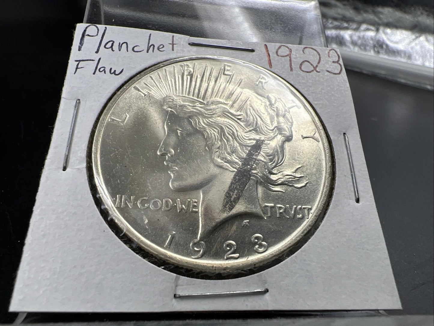 1923 P $1 Peace Silver Dollar Coin Planchet Flaw Error UNC