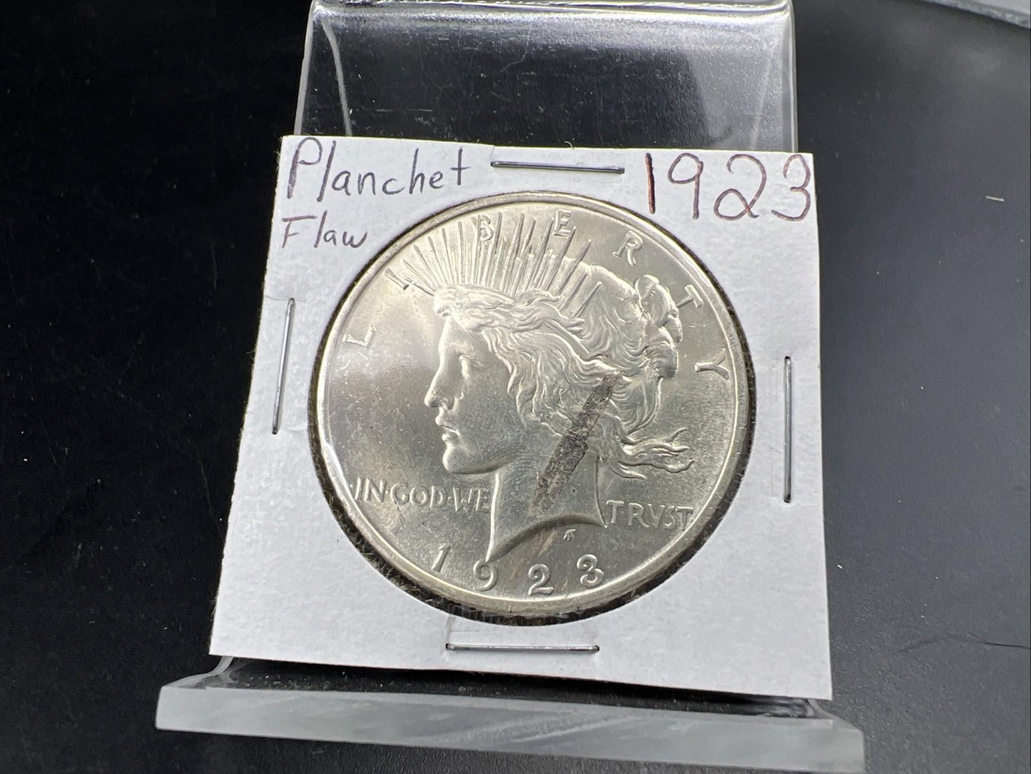 1923 P $1 Peace Silver Dollar Coin Planchet Flaw Error UNC