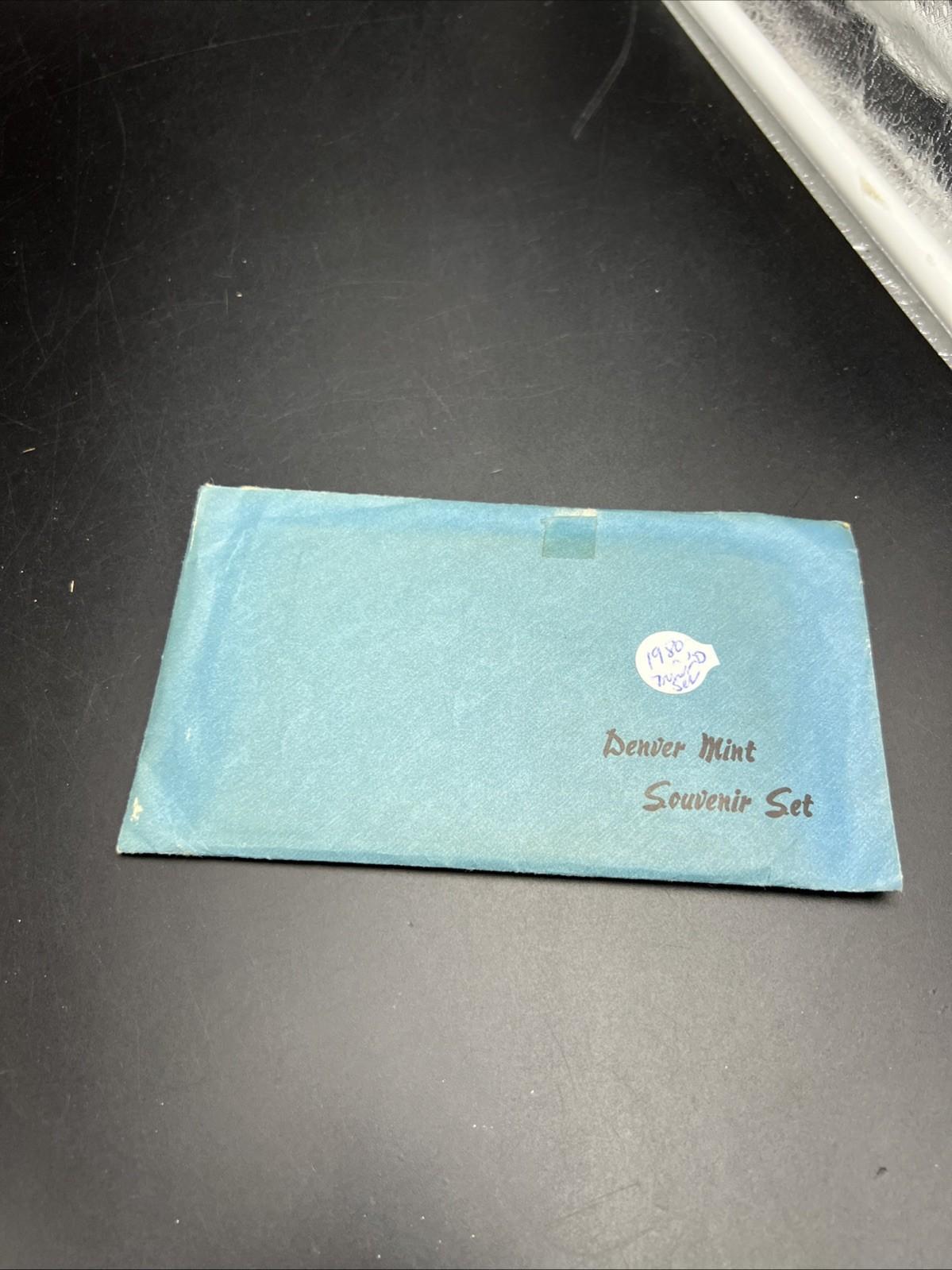 Sealed Envelope 1980 D Denver Mint Souvenir Set Uncirculated Coins and Medal