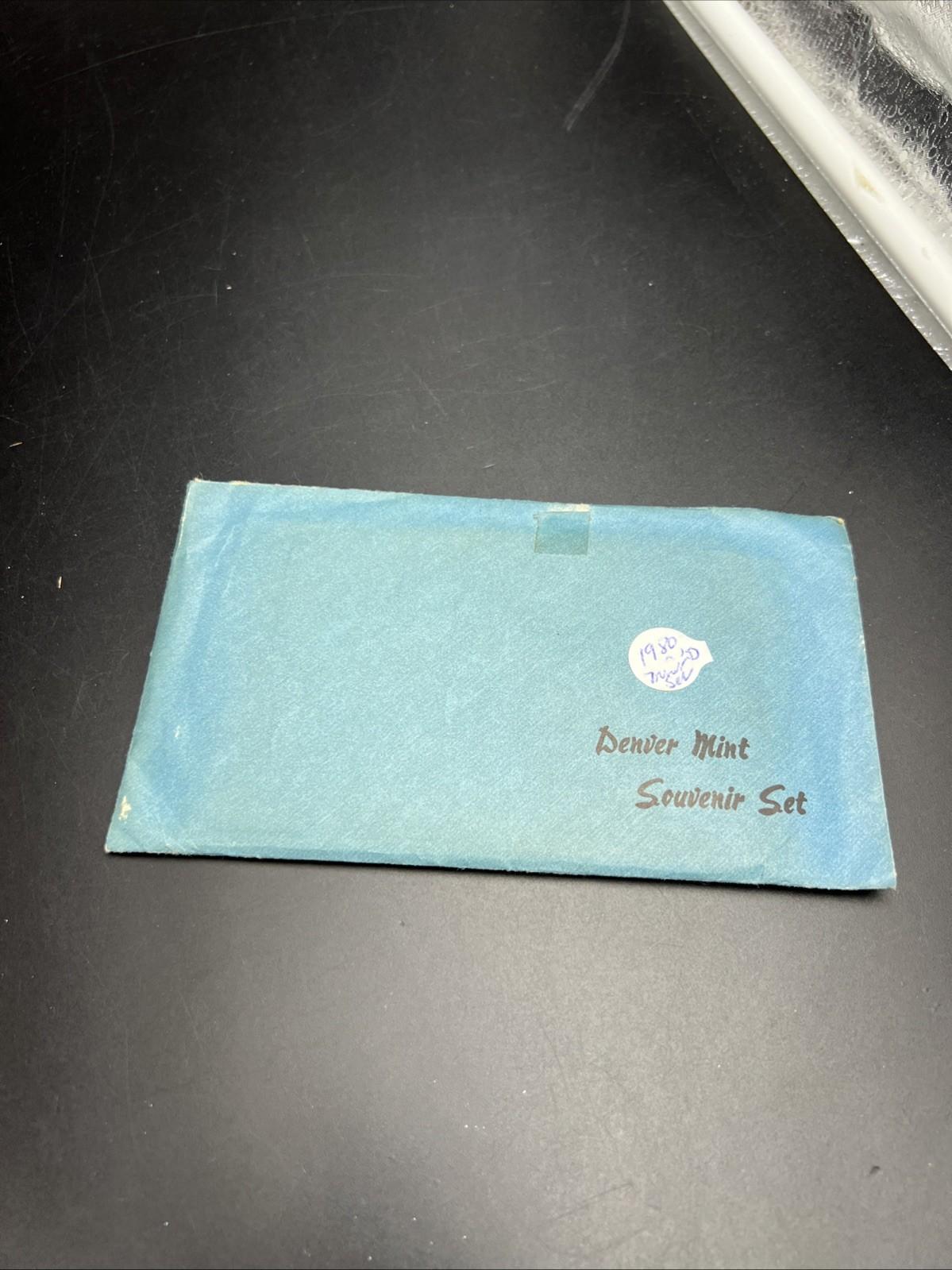 Sealed Envelope 1980 D Denver Mint Souvenir Set Uncirculated Coins and Medal