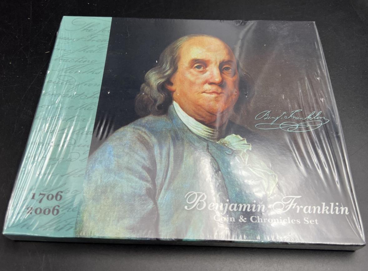 Sealed 2006 Benjamin Franklin Coin & Chronicles Commemorative Silver Dollar Set