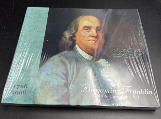 Sealed 2006 Benjamin Franklin Coin & Chronicles Commemorative Silver Dollar Set