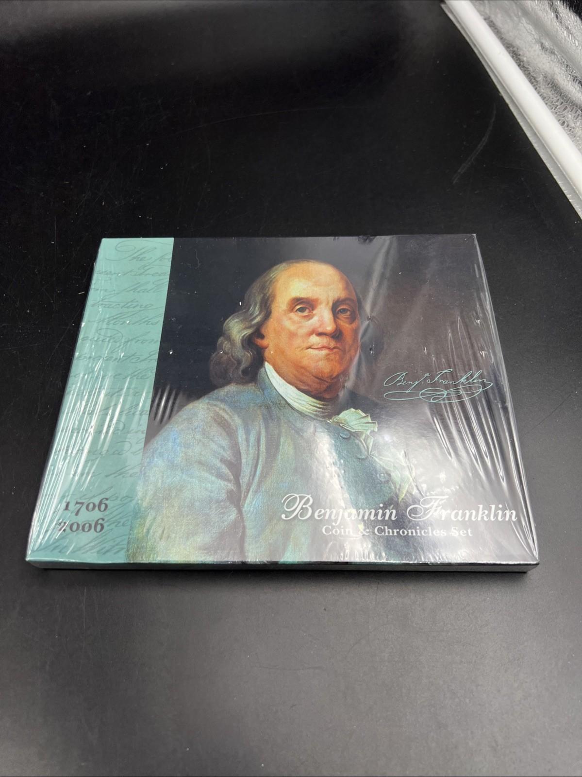 Sealed 2006 Benjamin Franklin Coin & Chronicles Commemorative Silver Dollar Set