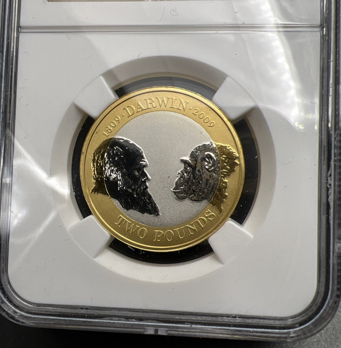 2009 Charles Darwin Piefort 2 Pounds Bi Metallic Coin NGC PF69 UCAM