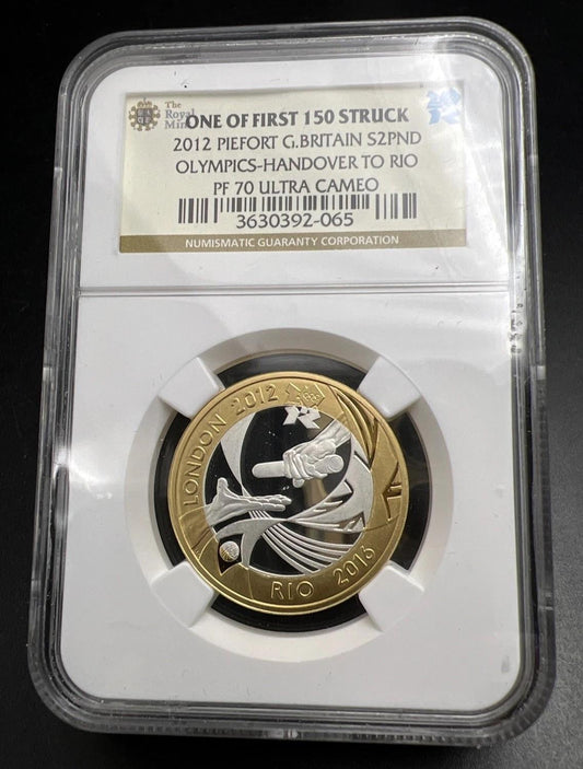 2012 Rio Olympics Piefort 2 Pounds NGC PF70 UCAM Royal Mint First 150 Struck