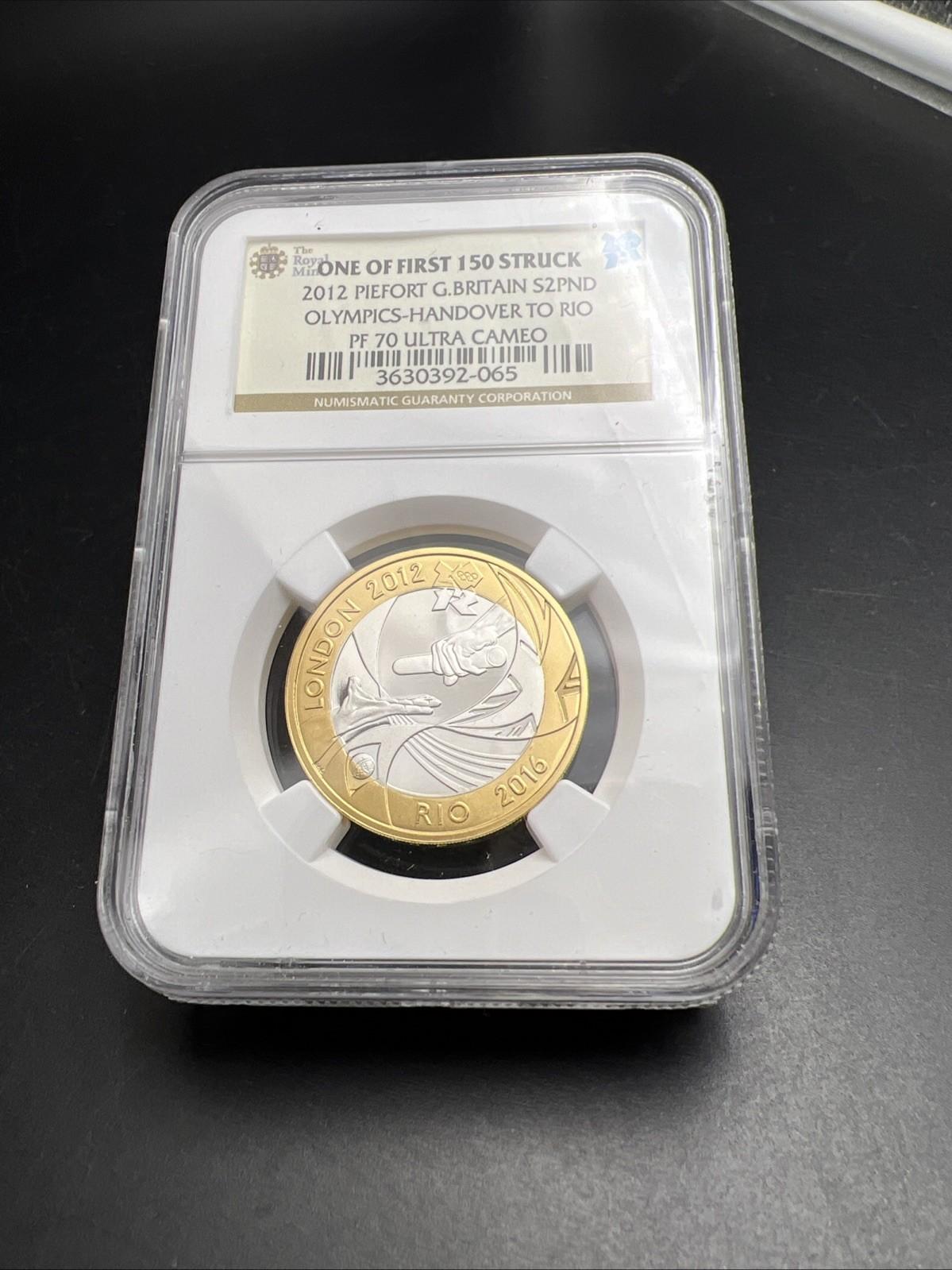 2012 Rio Olympics Piefort 2 Pounds NGC PF70 UCAM Royal Mint First 150 Struck
