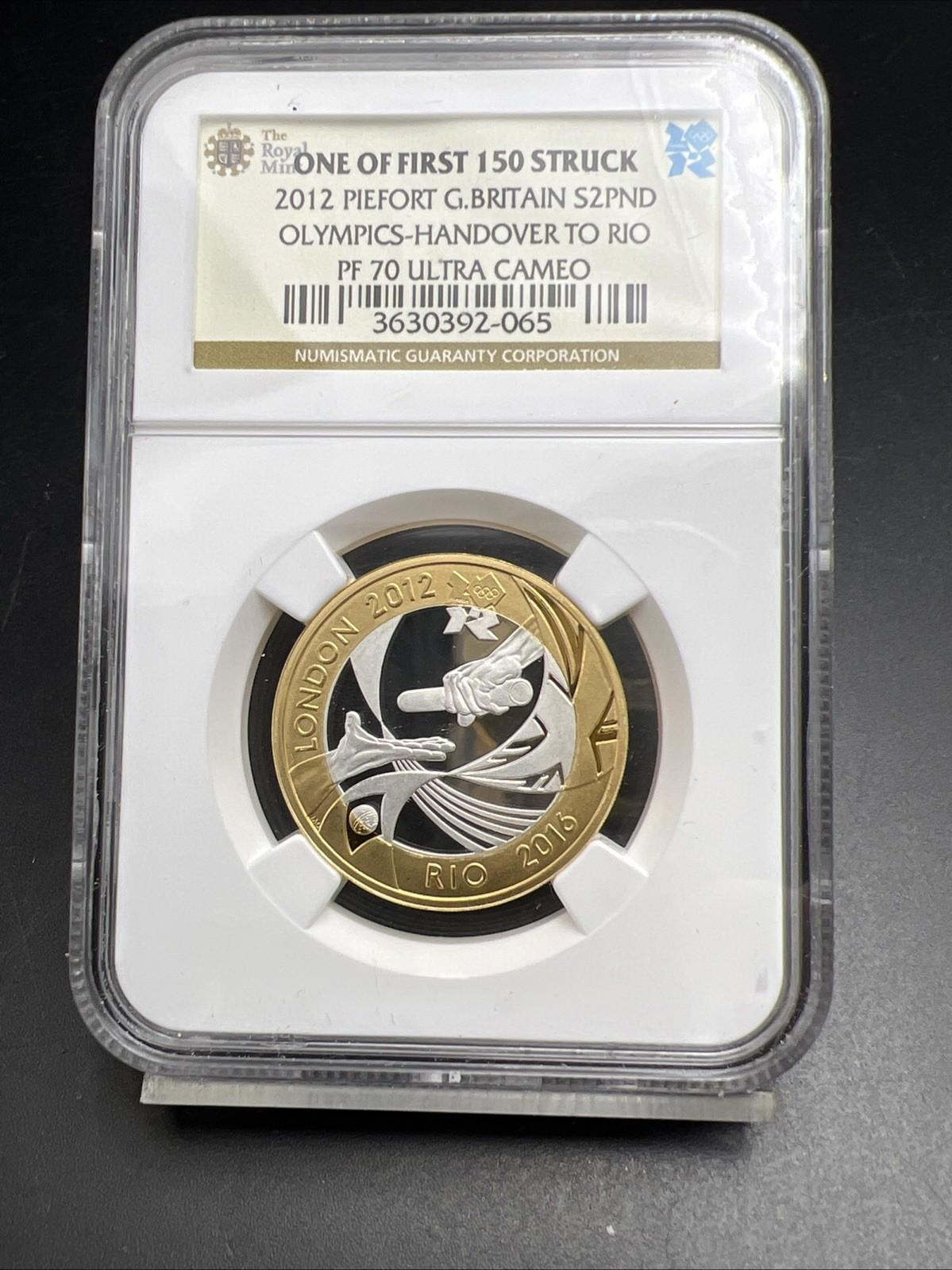 2012 Rio Olympics Piefort 2 Pounds NGC PF70 UCAM Royal Mint First 150 Struck