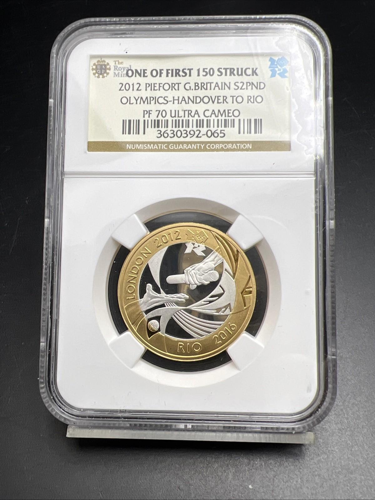 2012 Rio Olympics Piefort 2 Pounds NGC PF70 UCAM Royal Mint First 150 Struck