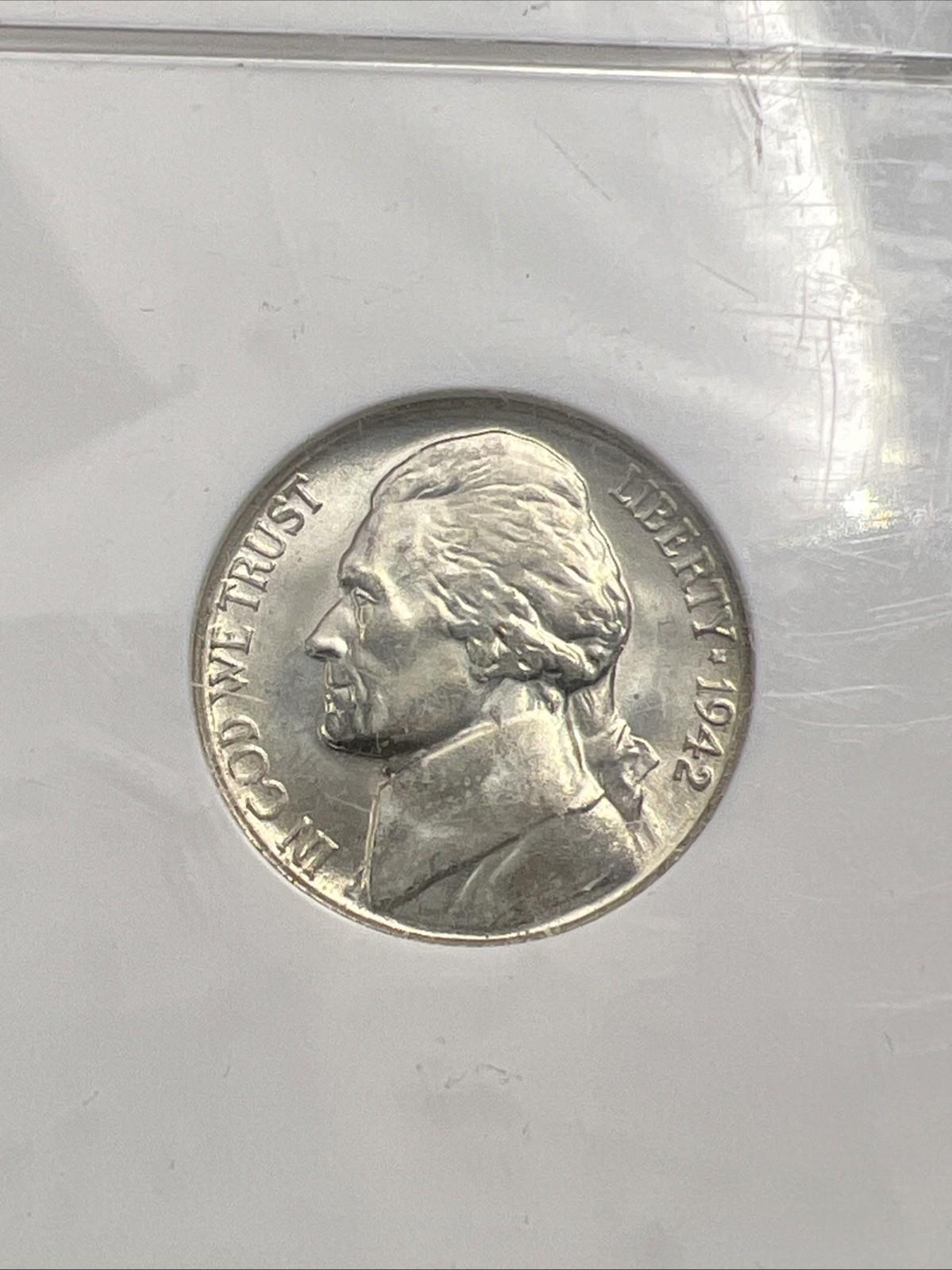 1942 S 5c 35% Silver War Nickel Jefferson NGC MS66 Gem BU Certified #023