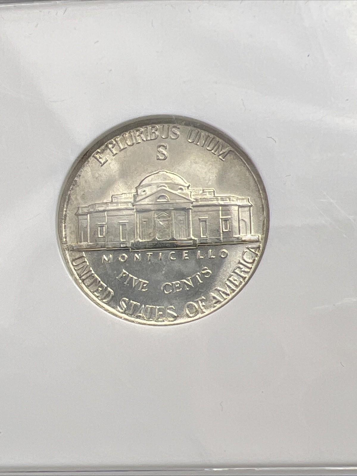 1942 S 5c 35% Silver War Nickel Jefferson NGC MS66 Gem BU Certified #023