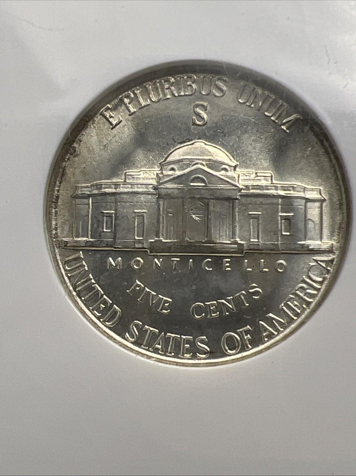 1942 S 5c 35% Silver War Nickel Jefferson NGC MS66 Gem BU Certified #023