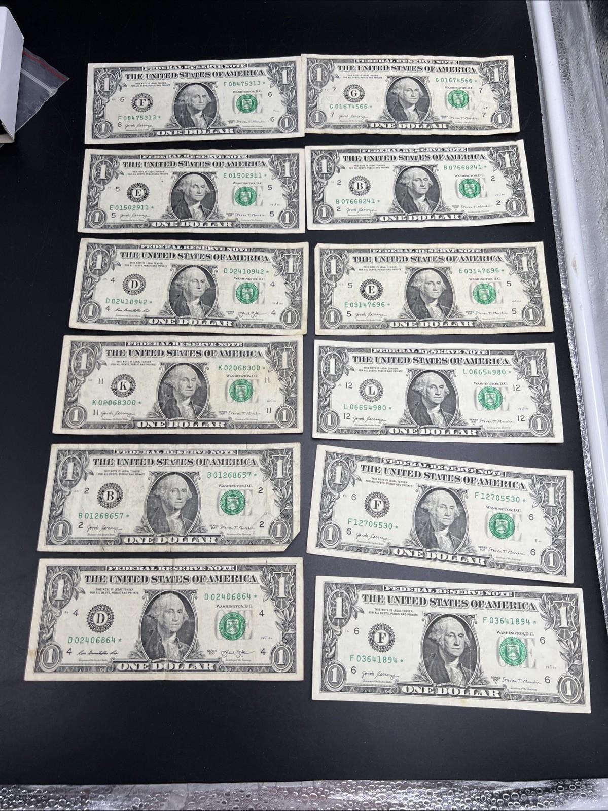 Lot of 12 2013 2017 * Star FRN Federal Reserve Notes G-F Circ Conditions #864