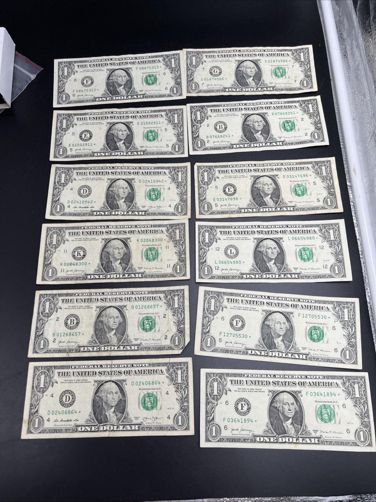 Lot of 12 2013 2017 * Star FRN Federal Reserve Notes G-F Circ Conditions #864