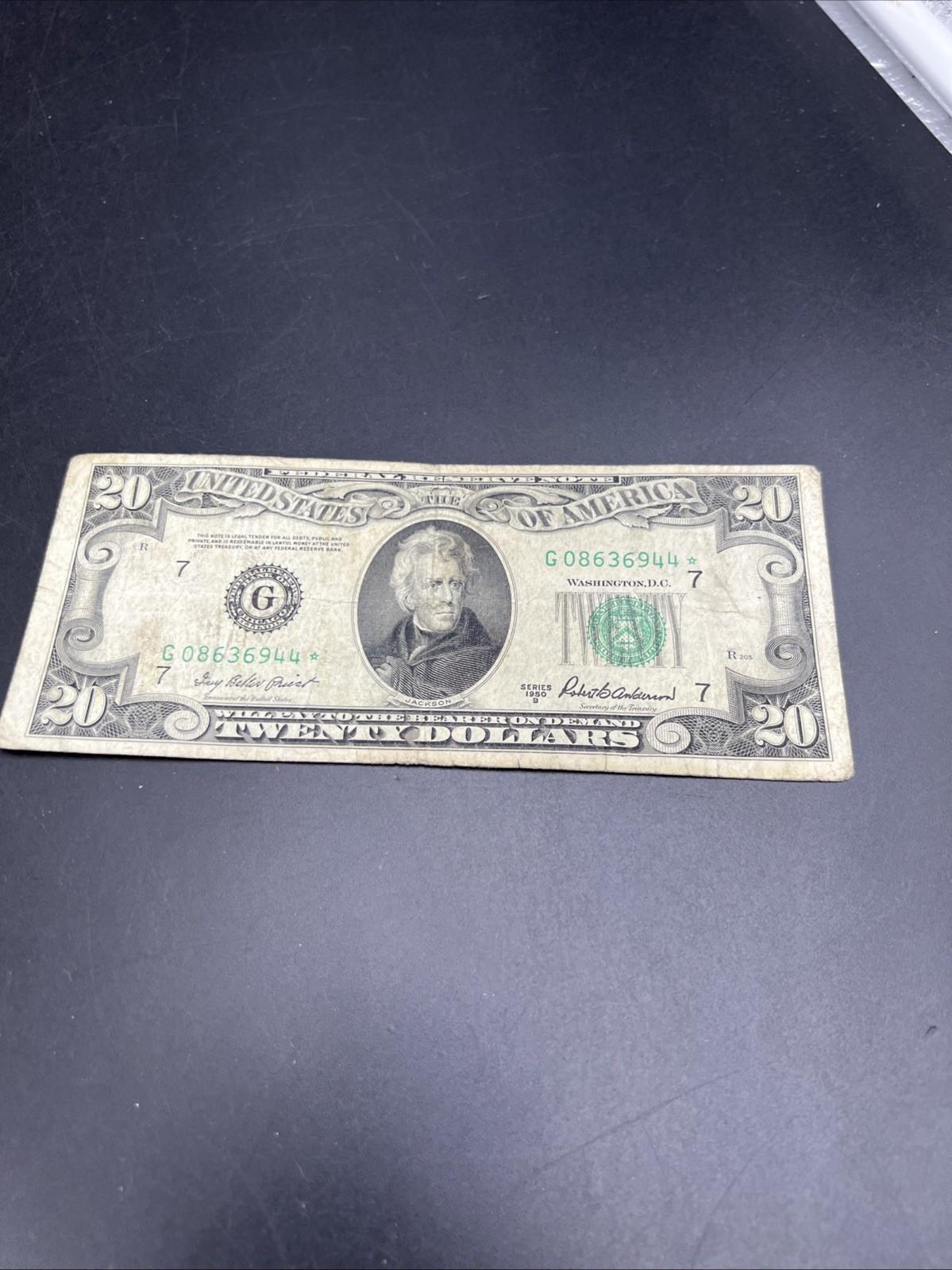 1950 B * Star $20 FRN Federal Reserve Note VG Circ Chicago District #944