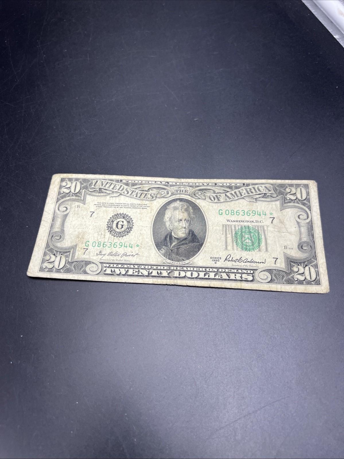 1950 B * Star $20 FRN Federal Reserve Note VG Circ Chicago District #944