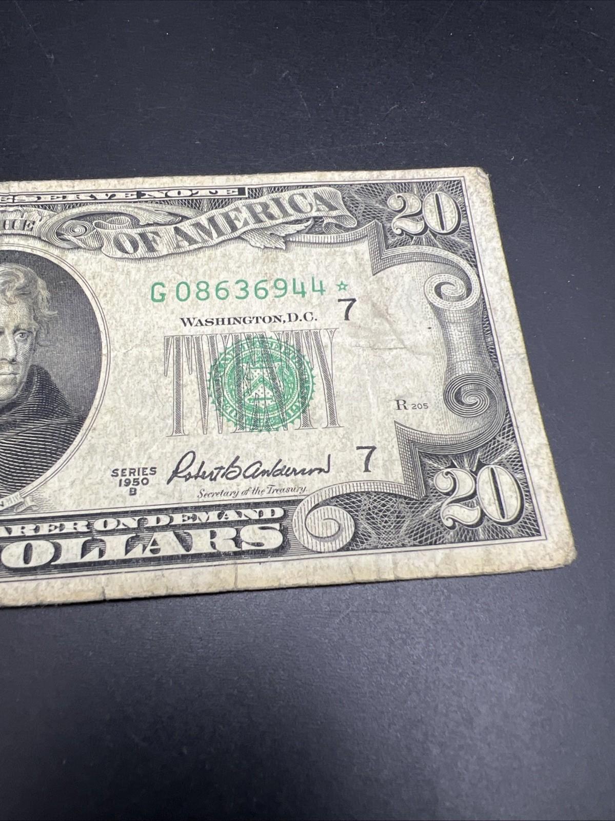 1950 B * Star $20 FRN Federal Reserve Note VG Circ Chicago District #944