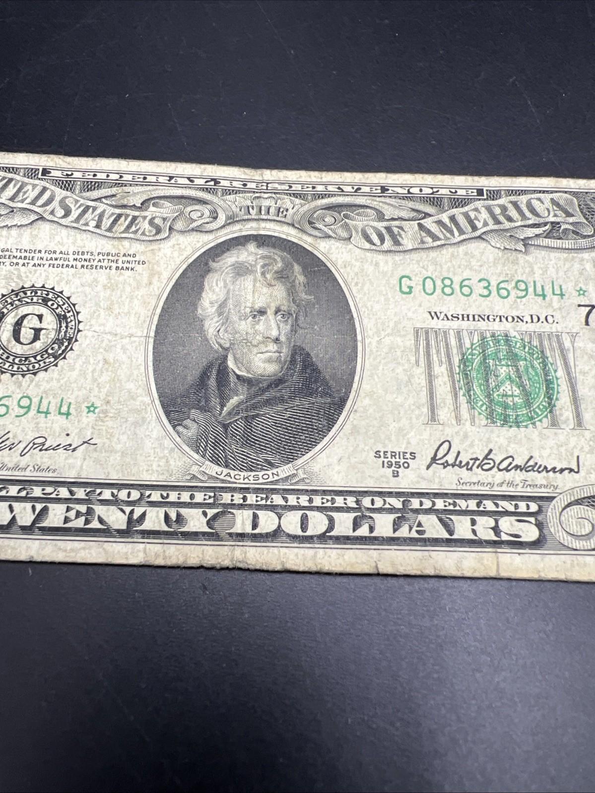 1950 B * Star $20 FRN Federal Reserve Note VG Circ Chicago District #944