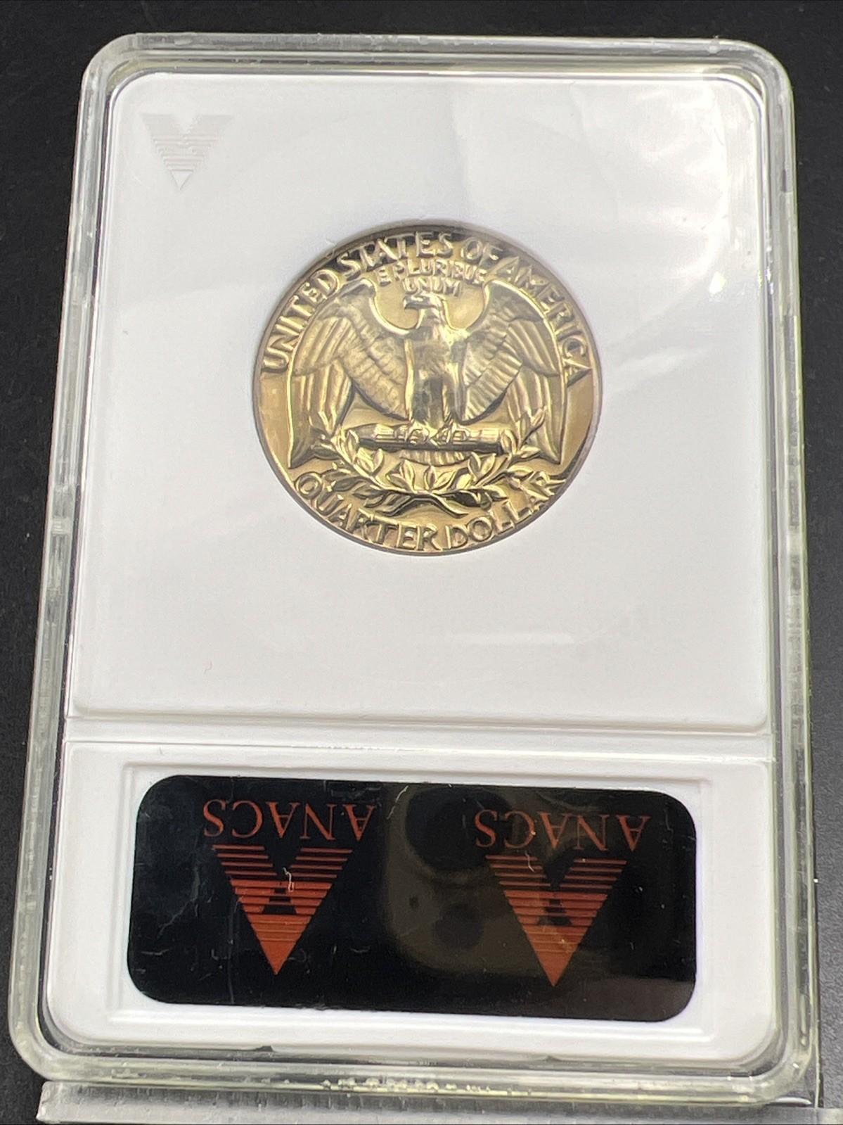Retro ANACS Slab 1967 S 25c Washington Copper Nickel Proof Quarter PF67