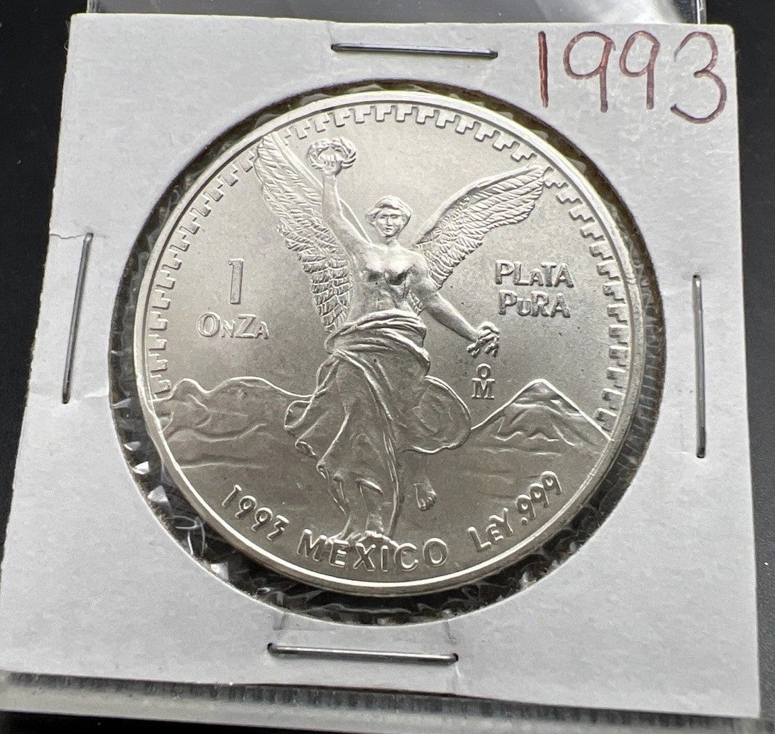 1993 Mo Mexico 1 oz Silver Libertad .999 Plata Pura Coin Gem BU UNC SK#1A