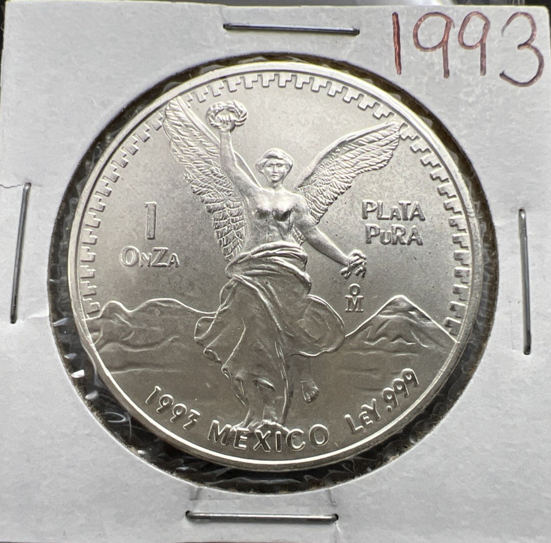 1993 Mo Mexico 1 oz Silver Libertad .999 Plata Pura Coin Gem BU UNC SK#1A