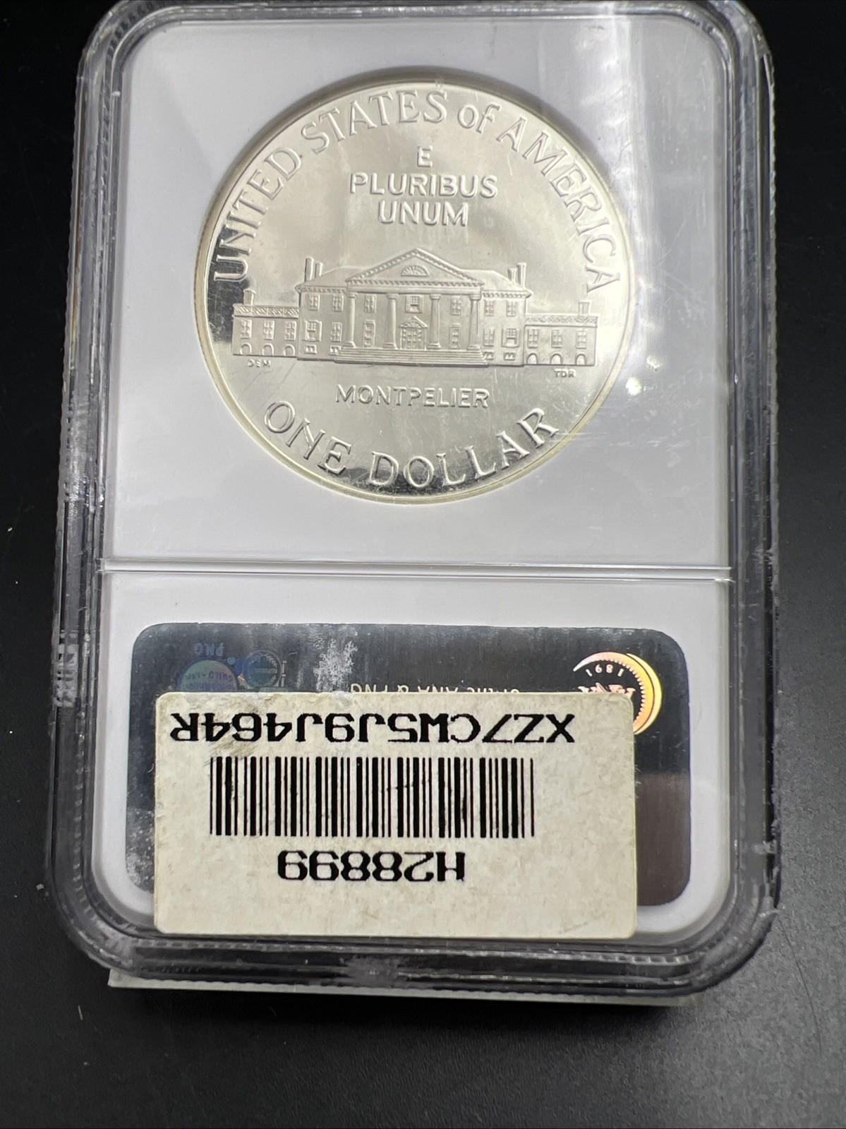 1993 S James Madison 90% Silver Commemorative Dollar Coin NGC PF68