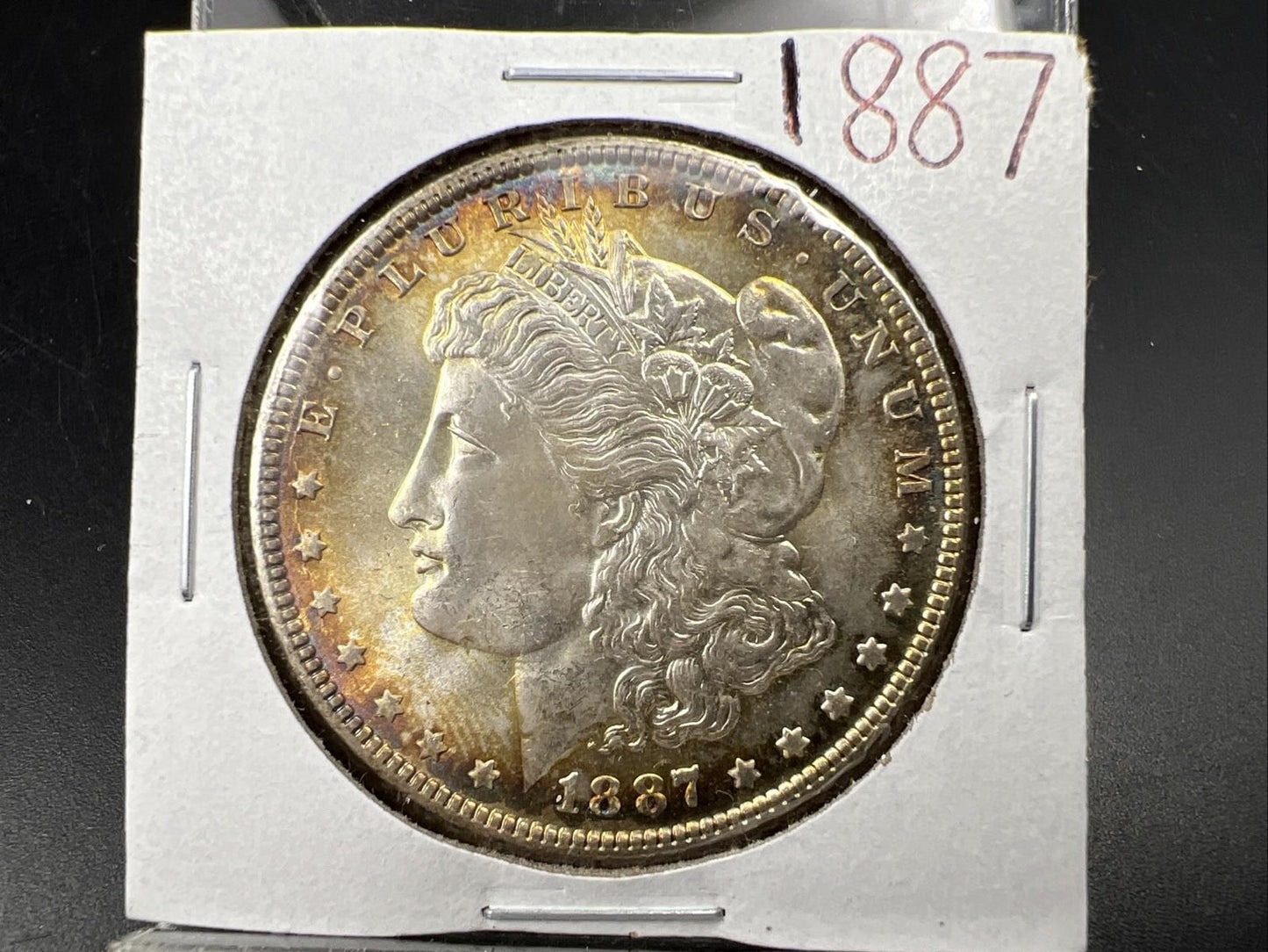 1887 P $1 Morgan Silver Dollar Coin CH BU UNC Nice Toning Toner SK#A