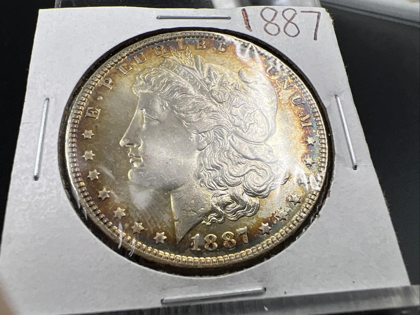 1887 P $1 Morgan Silver Dollar Coin CH BU UNC Nice Toning Toner SK#A