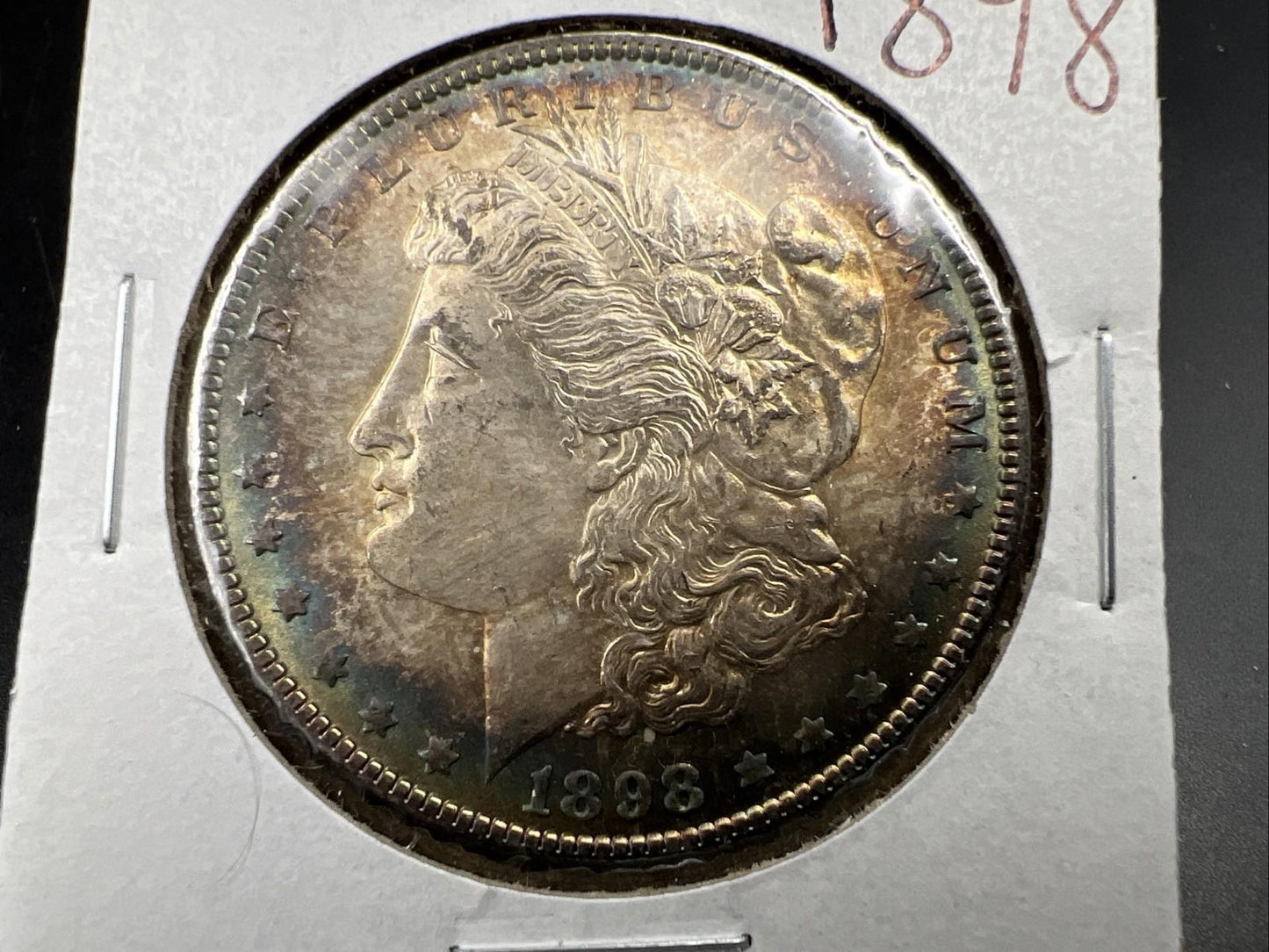 1898 P $1 Morgan Silver Dollar Coin Choice AU About unc neat toning toner