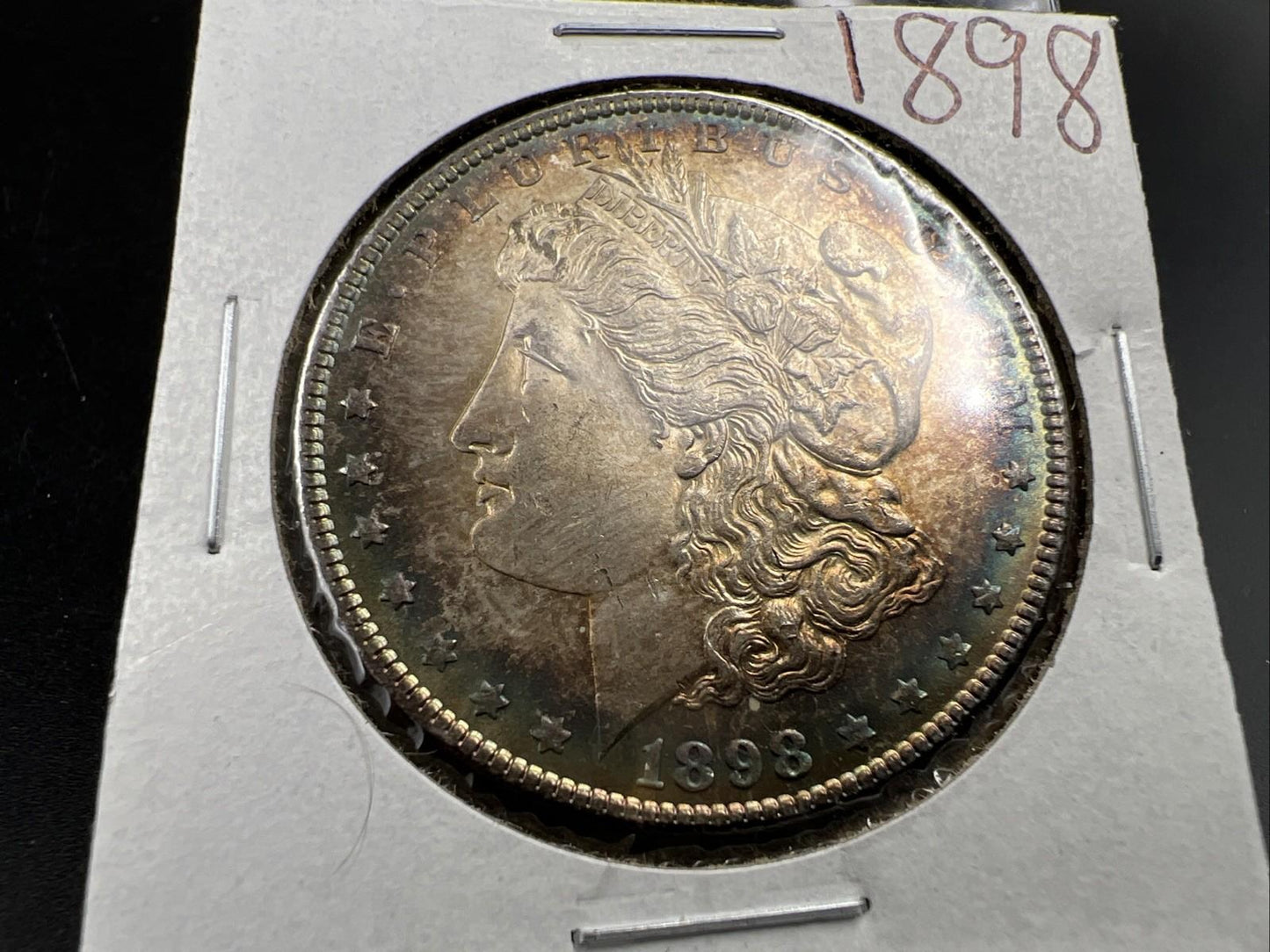 1898 P $1 Morgan Silver Dollar Coin Choice AU About unc neat toning toner