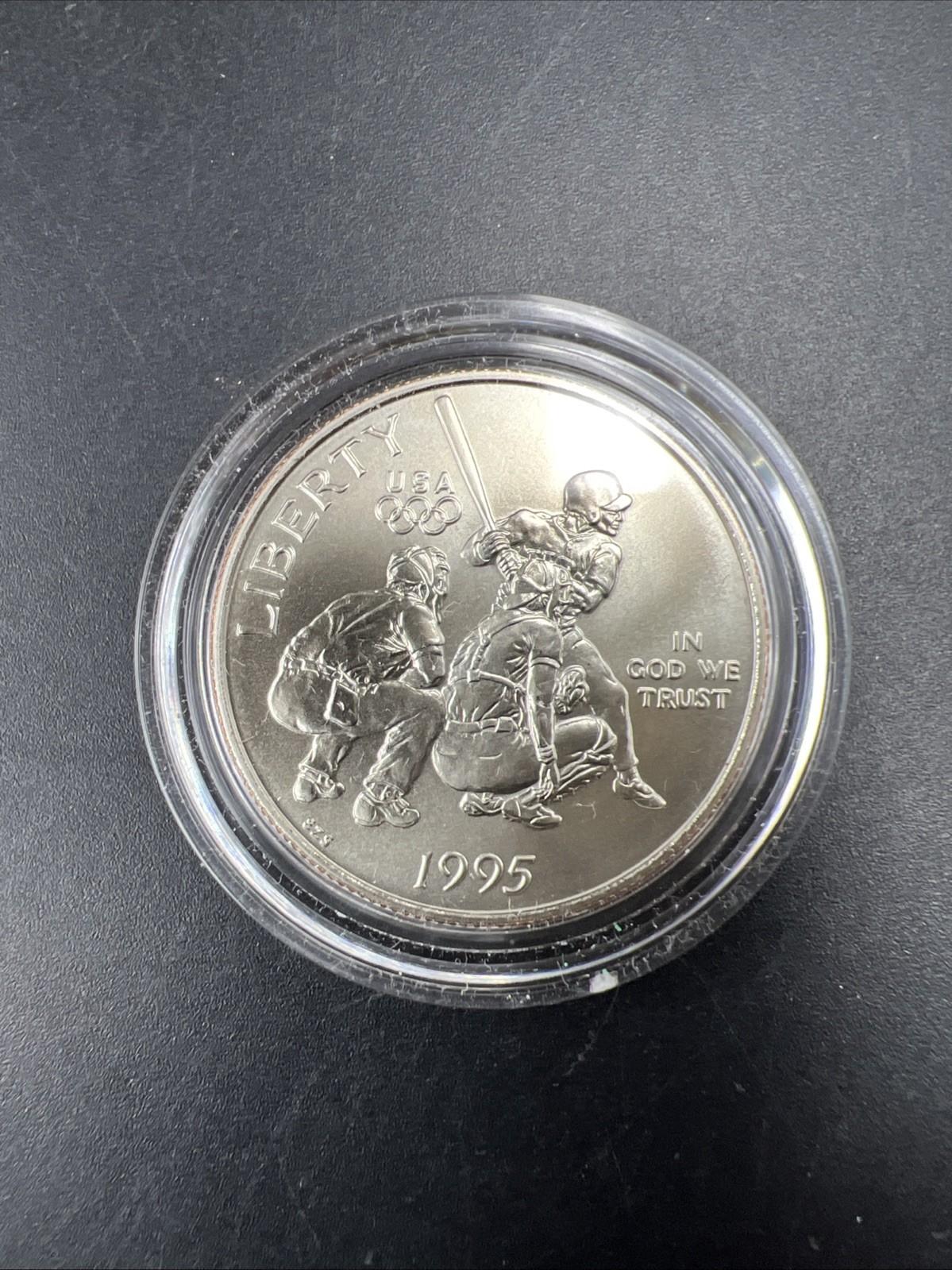 1995 S 50c Baseball Atlanta Olympics Commemorative Half Dollar Coin Gem BU n Cap