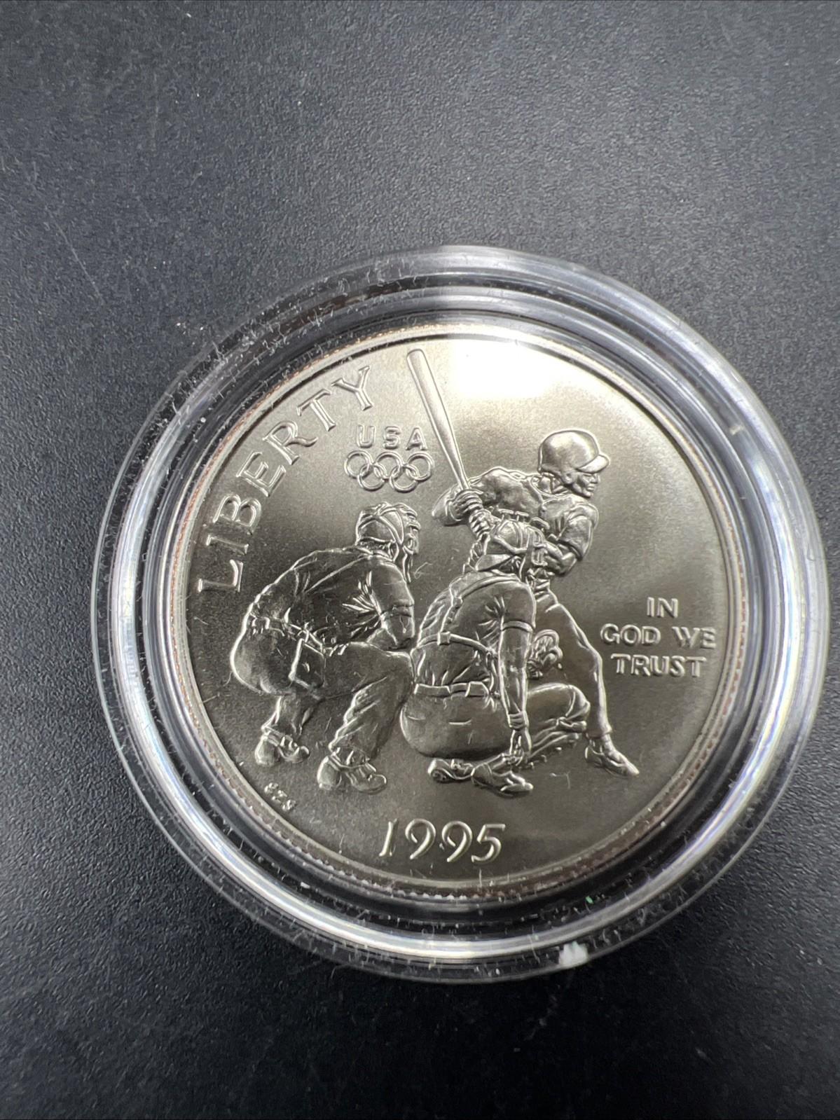 1995 S 50c Baseball Atlanta Olympics Commemorative Half Dollar Coin Gem BU n Cap