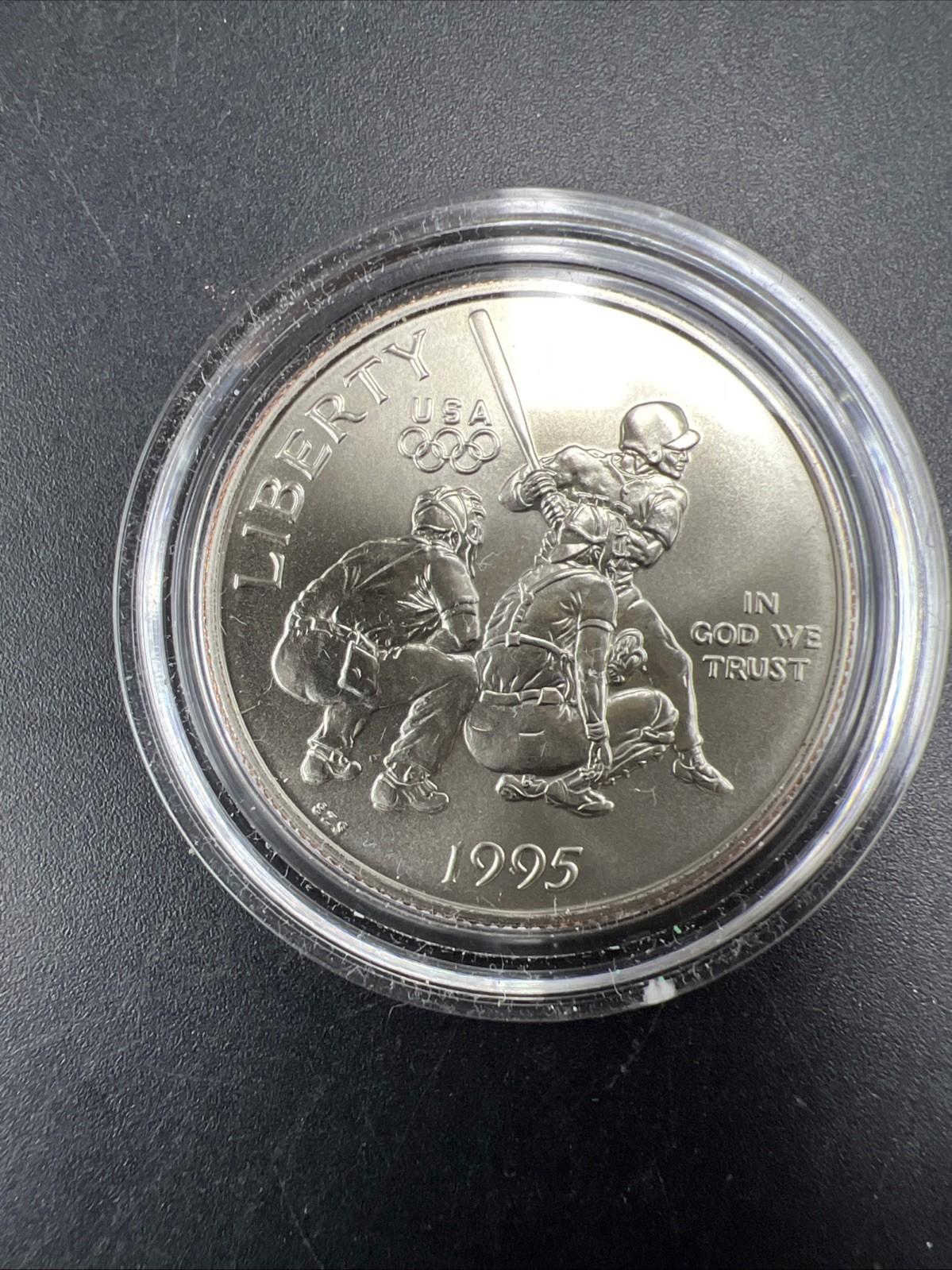 1995 S 50c Baseball Atlanta Olympics Commemorative Half Dollar Coin Gem BU n Cap