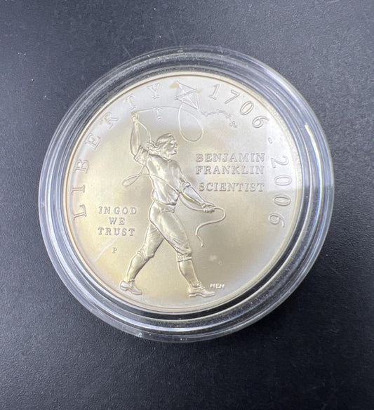 2006 P Ben Franklin Scientist Commemorative Silver Dollar Coin Gem BU UNC in Cap