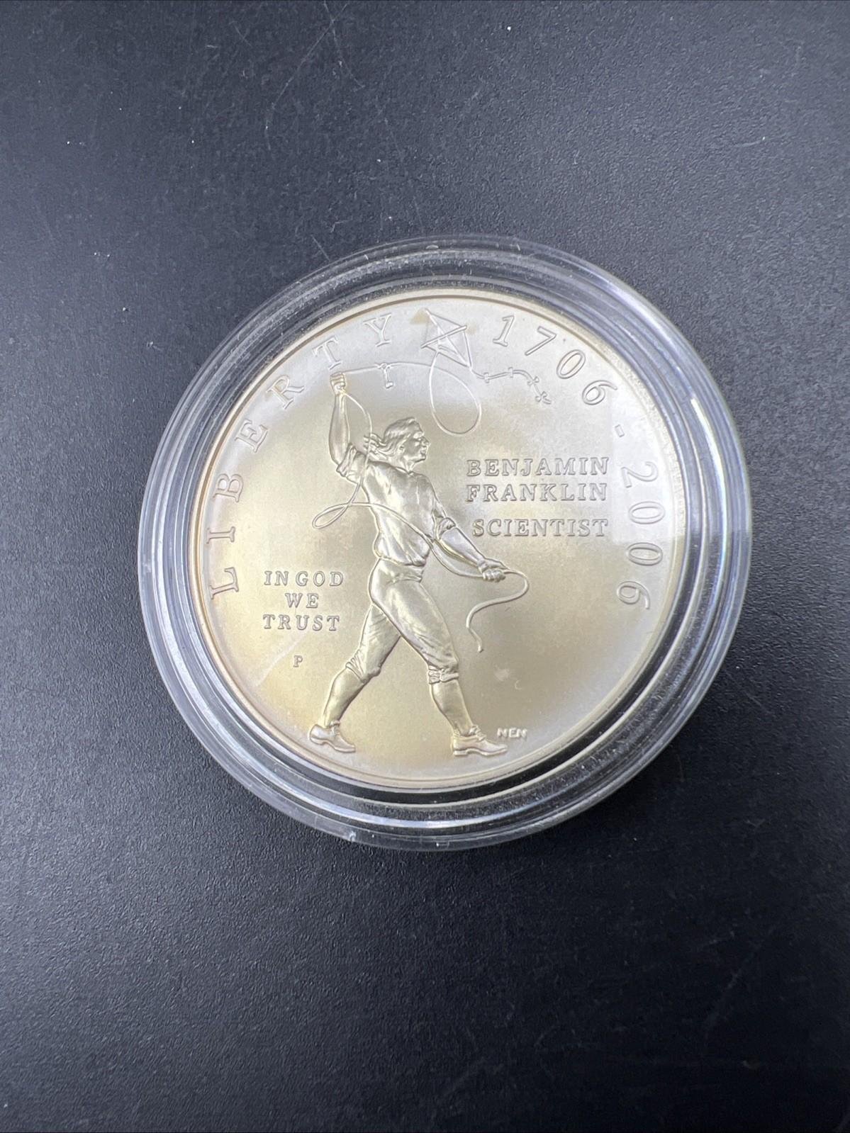 2006 P Ben Franklin Scientist Commemorative Silver Dollar Coin Gem BU UNC in Cap