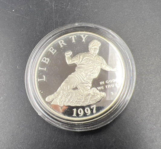 1997 Jackie Robinson MLB Baseball Dodgers Commemorative Silver Dollar Gem Proof