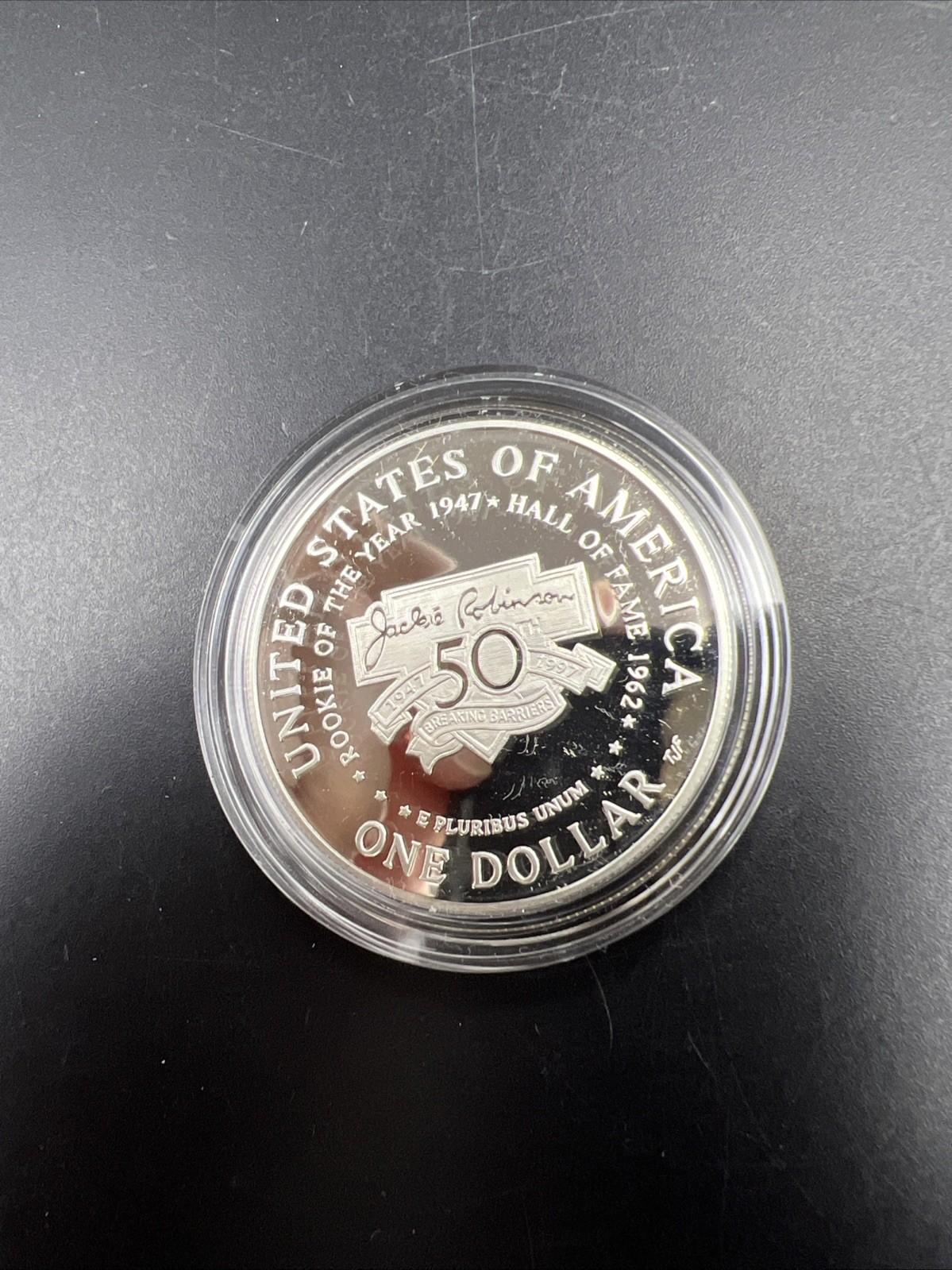 1997 Jackie Robinson MLB Baseball Dodgers Commemorative Silver Dollar Gem Proof