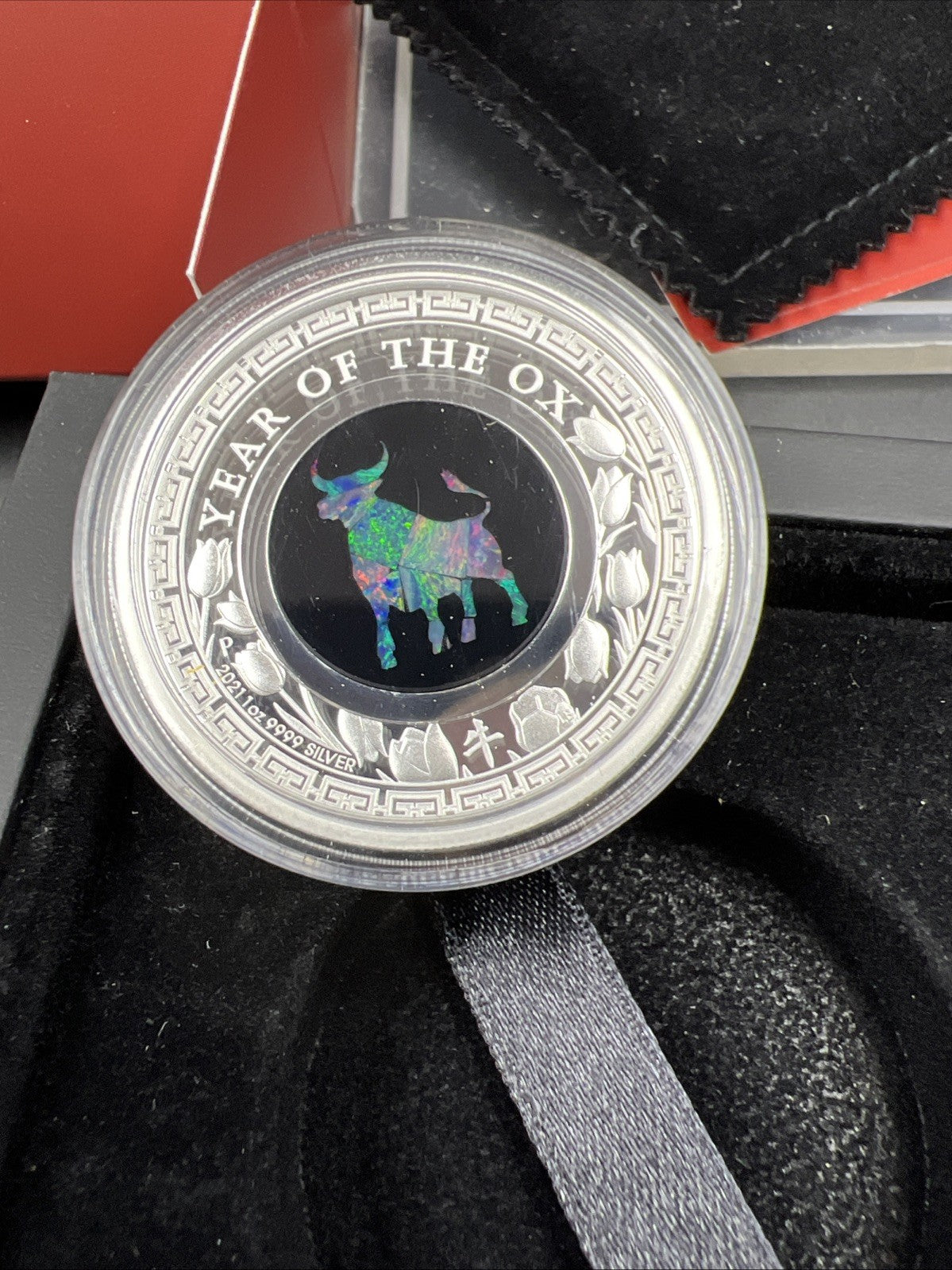 2021 Australia Opal Series Lunar Year of OX 1oz Silver Proof $1 Coin - Used Box