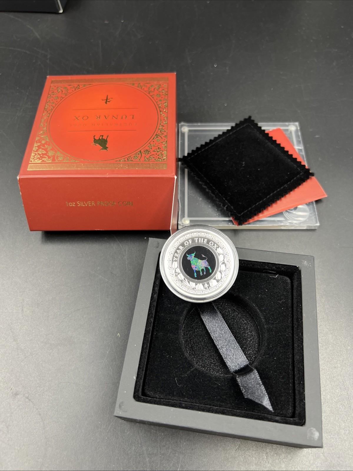 2021 Australia Opal Series Lunar Year of OX 1oz Silver Proof $1 Coin - Used Box