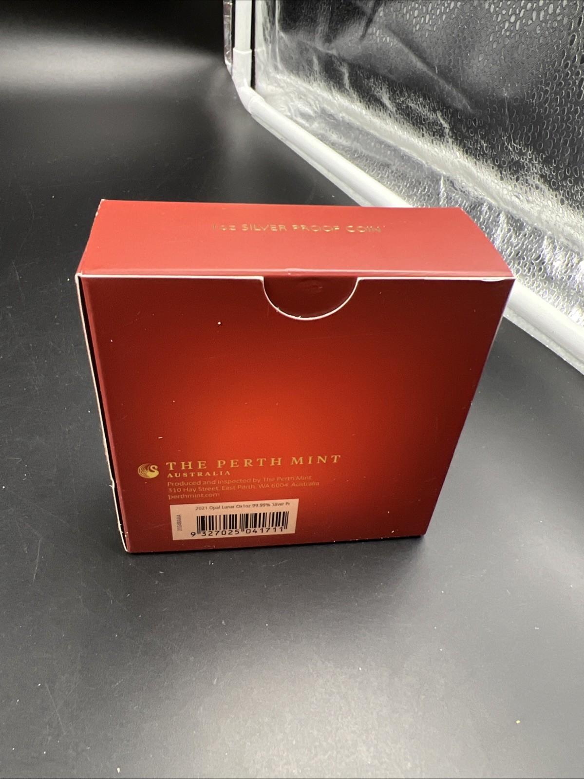 2021 Australia Opal Series Lunar Year of OX 1oz Silver Proof $1 Coin - Used Box