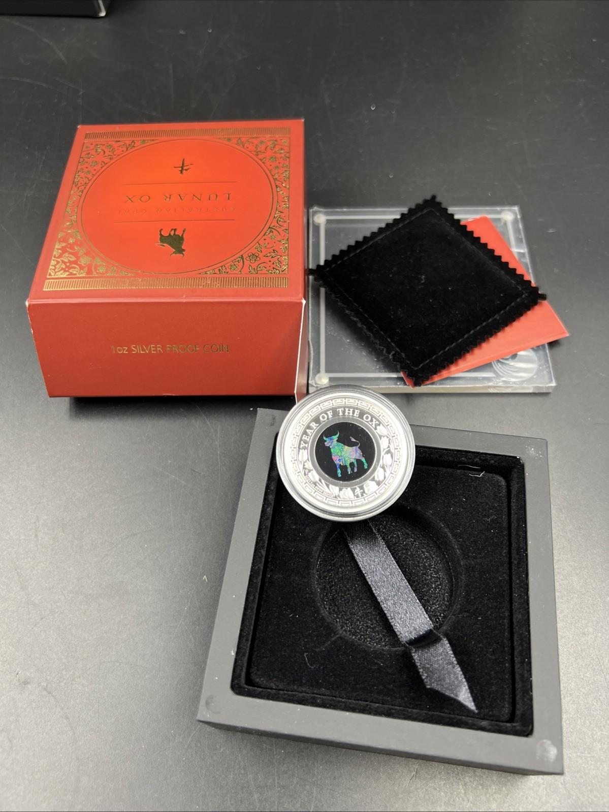 2021 Australia Opal Series Lunar Year of OX 1oz Silver Proof $1 Coin - Used Box