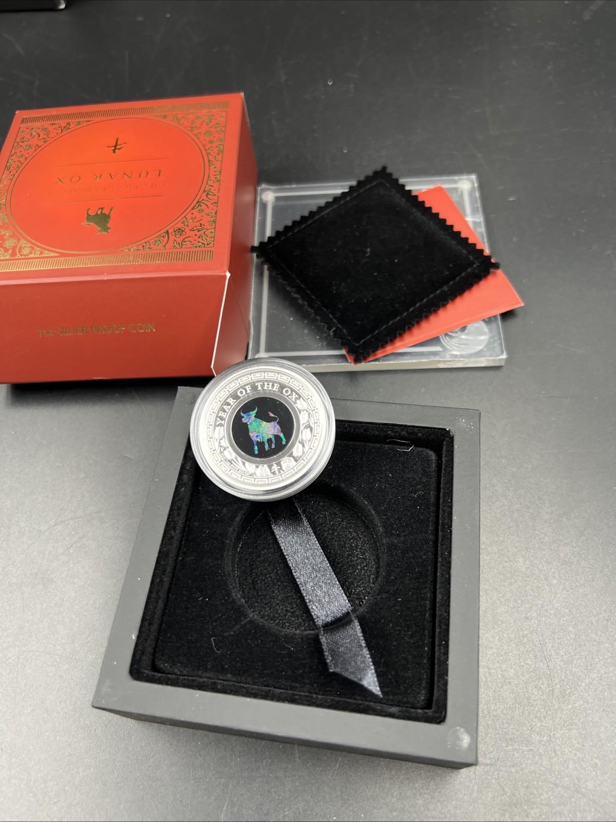 2021 Australia Opal Series Lunar Year of OX 1oz Silver Proof $1 Coin - Used Box