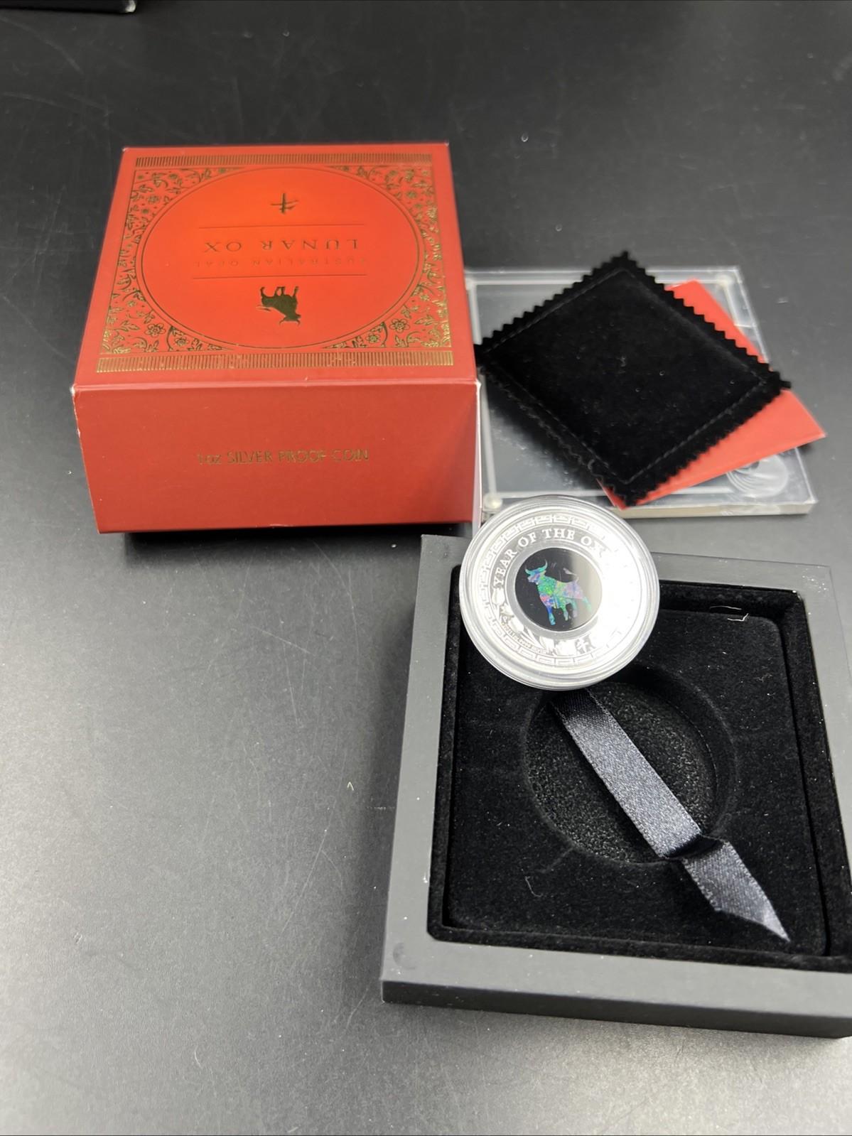 2021 Australia Opal Series Lunar Year of OX 1oz Silver Proof $1 Coin - Used Box