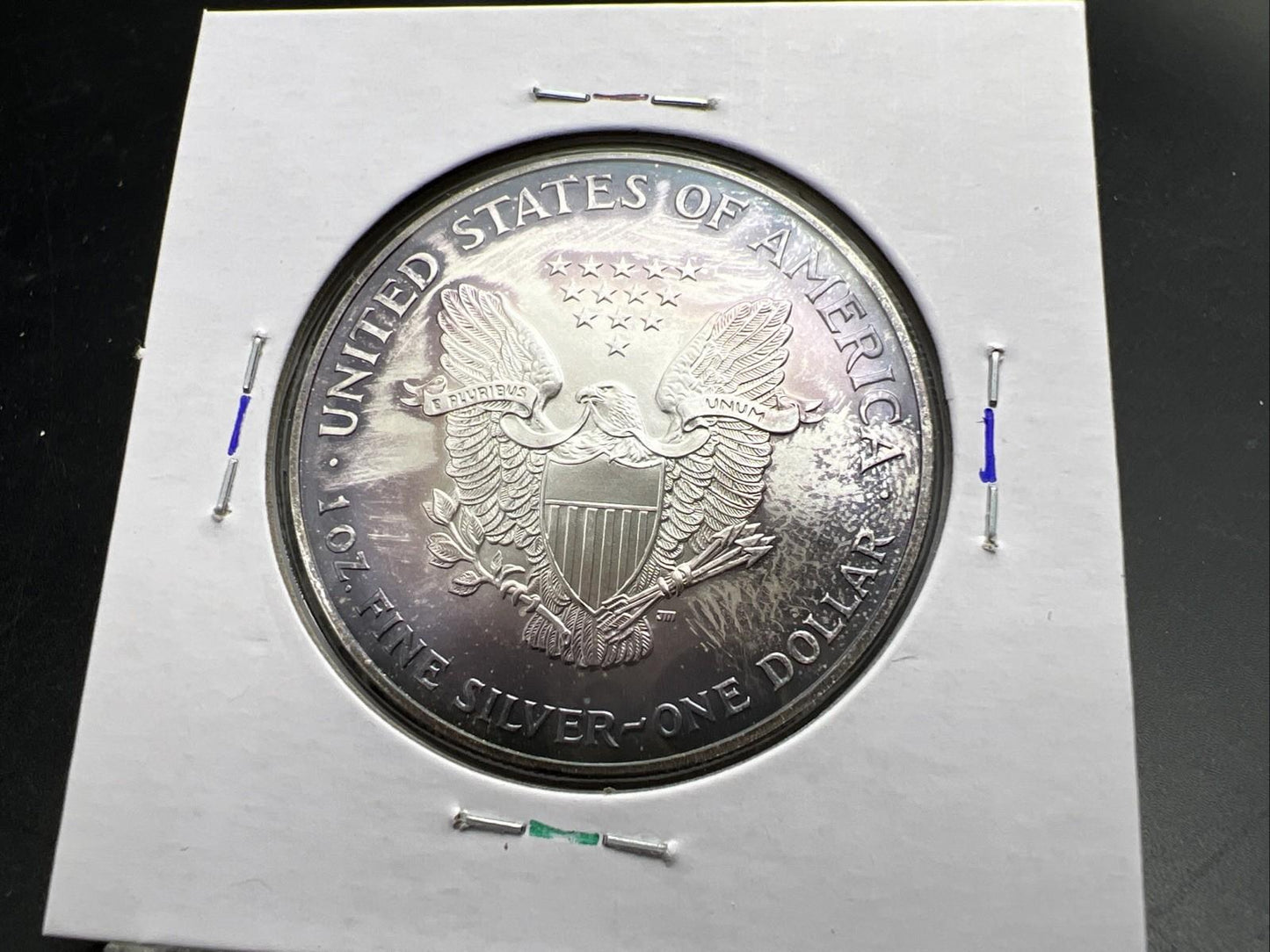 2001 1 OZ American Silver Eagle GEM BU Unc .999 Nice Toning Toner Purple SK#1a