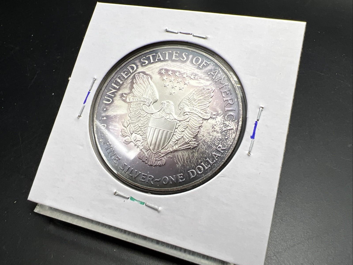 2001 1 OZ American Silver Eagle GEM BU Unc .999 Nice Toning Toner Purple SK#1a