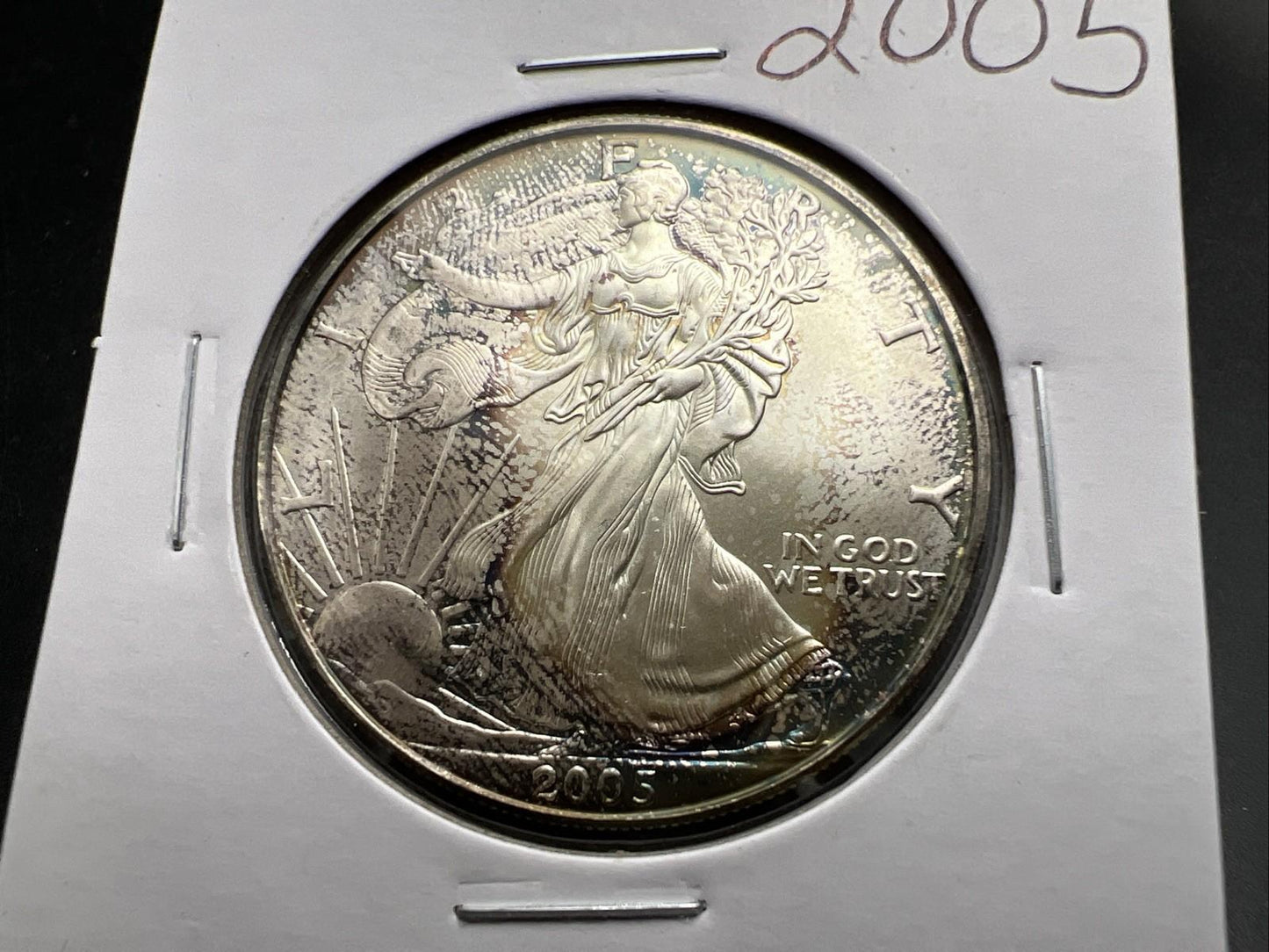 2005 1 OZ American Silver Eagle GEM BU Unc .999 Neat Toning Toner SK#1a