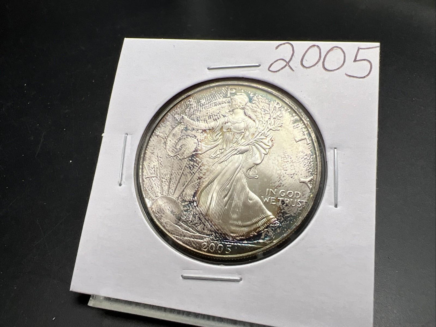 2005 1 OZ American Silver Eagle GEM BU Unc .999 Neat Toning Toner SK#1a