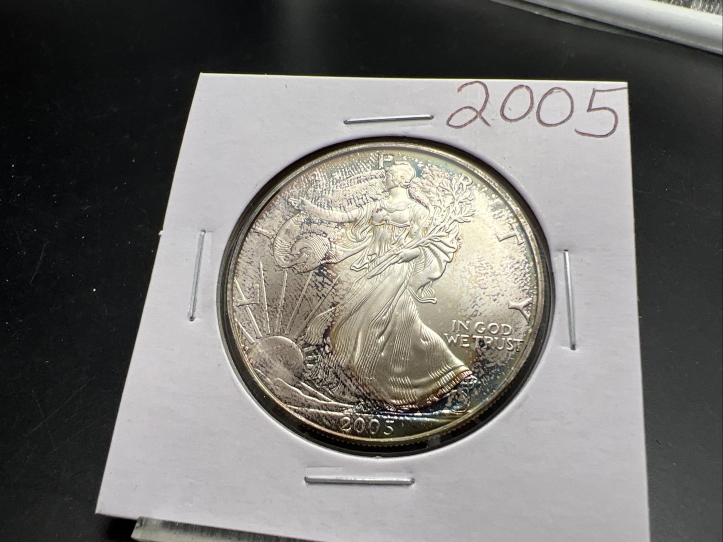 2005 1 OZ American Silver Eagle GEM BU Unc .999 Neat Toning Toner SK#1a