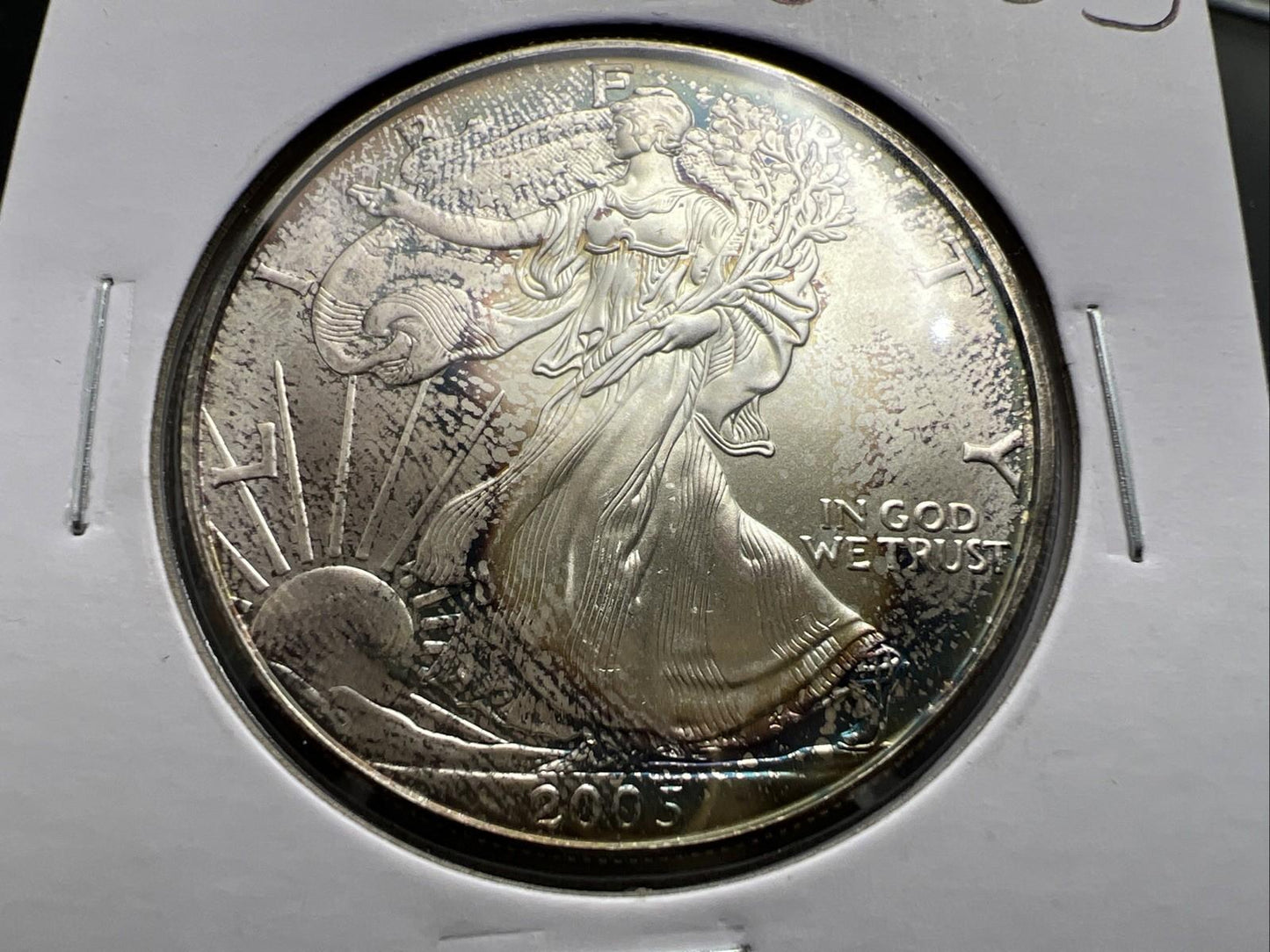 2005 1 OZ American Silver Eagle GEM BU Unc .999 Neat Toning Toner SK#1a