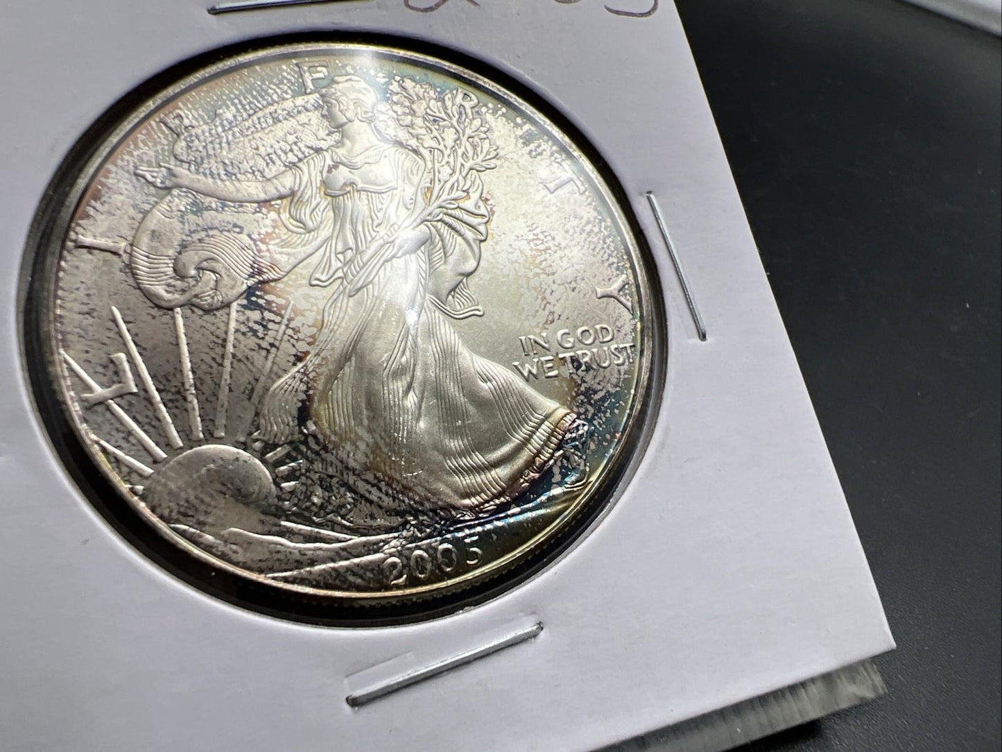 2005 1 OZ American Silver Eagle GEM BU Unc .999 Neat Toning Toner SK#1a